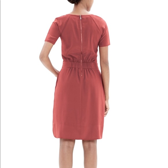 Madewell 100% Silk Cinch Waist Red Dress - Picture 2 of 4